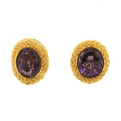 David Webb Woven Amethyst Clip-On Earrings