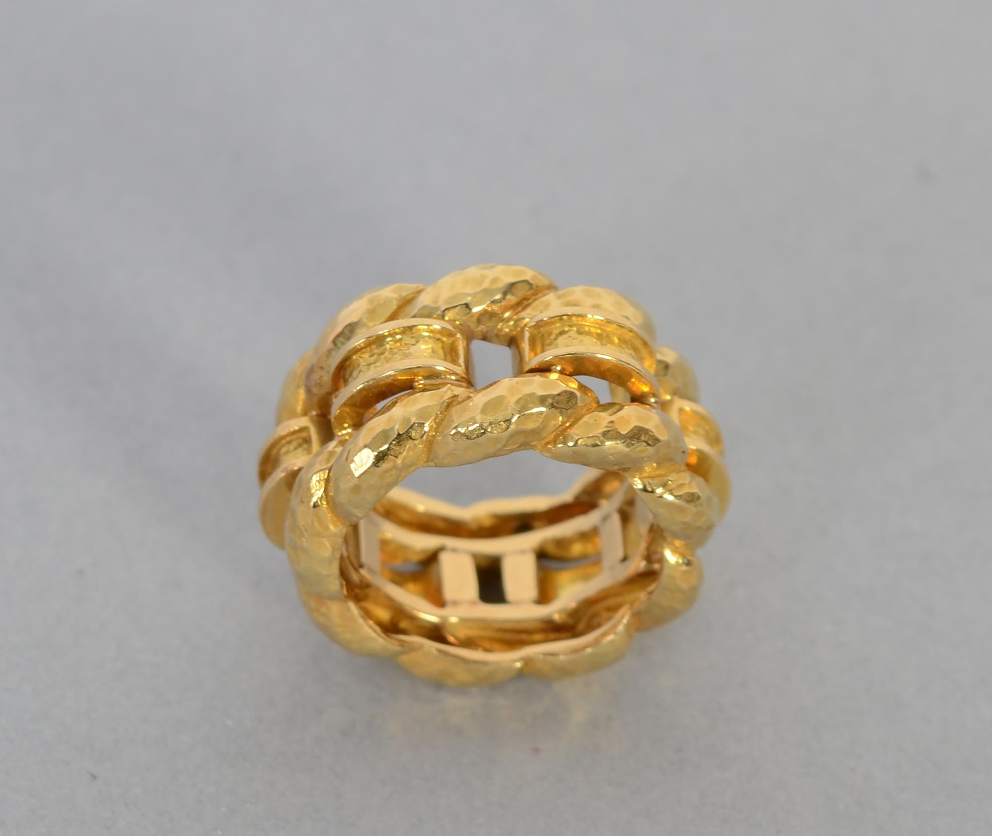 Modern David Webb Woven Gold Band Ring For Sale