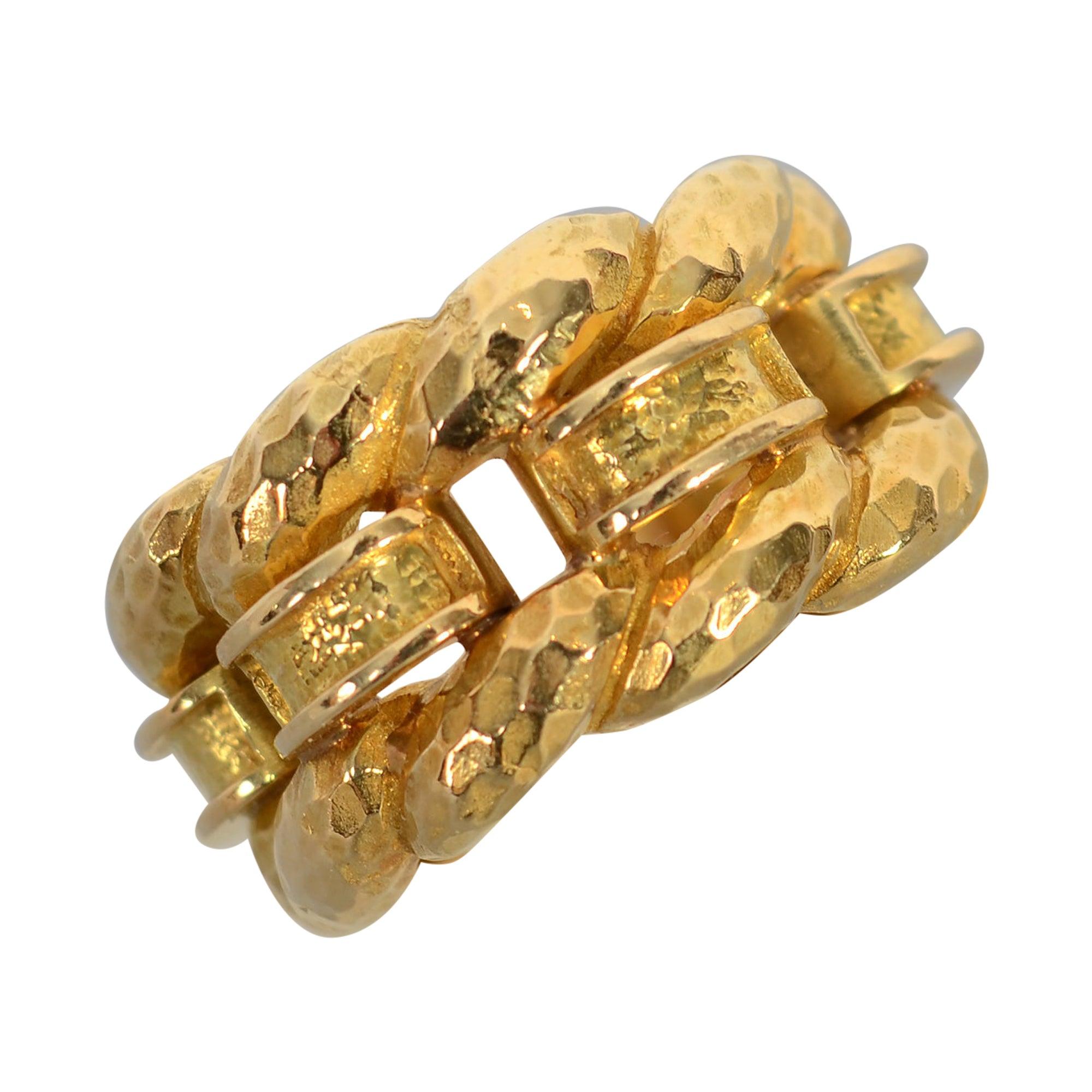 David Webb Woven Gold Band Ring For Sale