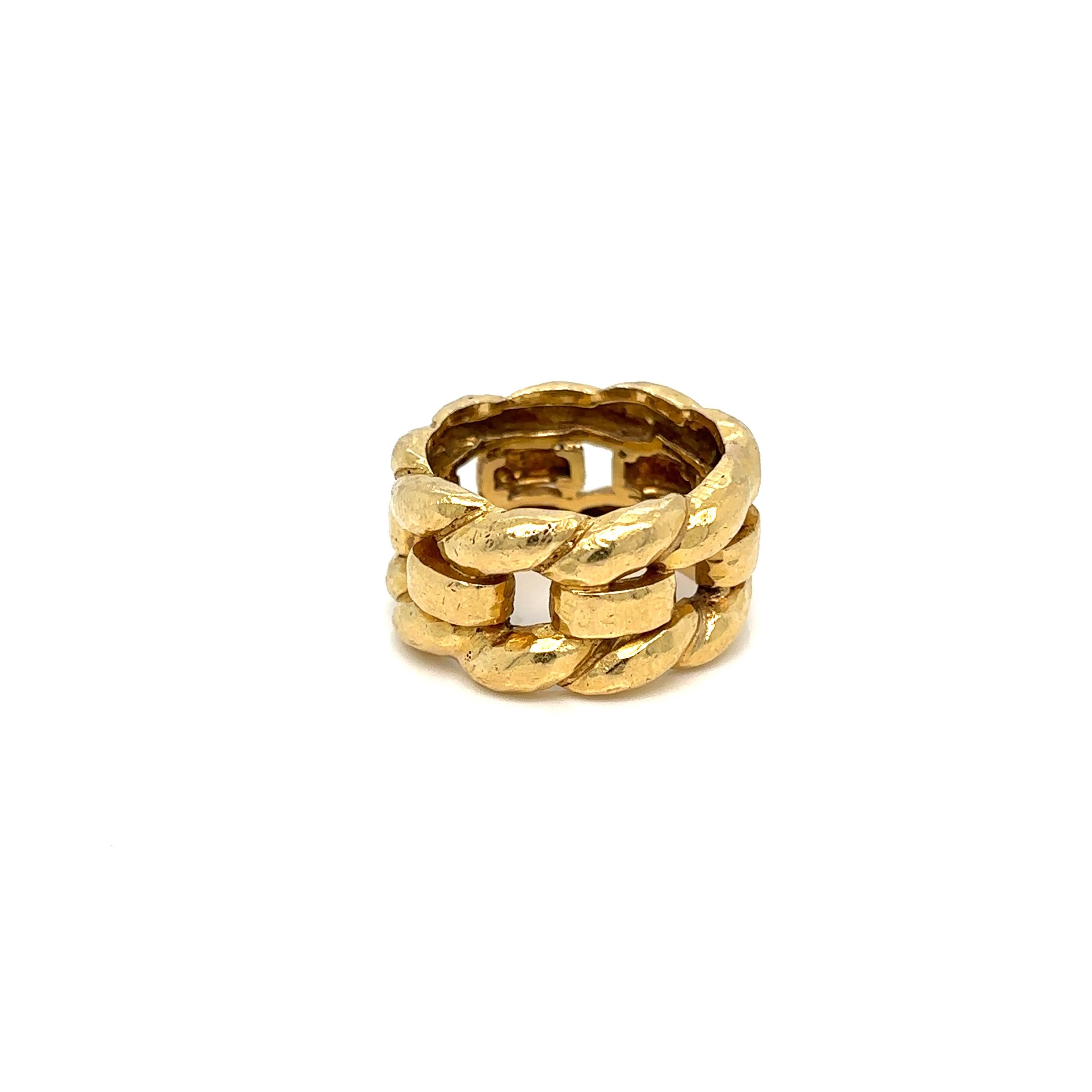 David Webb Woven Gold Unisex Band Ring In Excellent Condition For Sale In Napoli, Italy