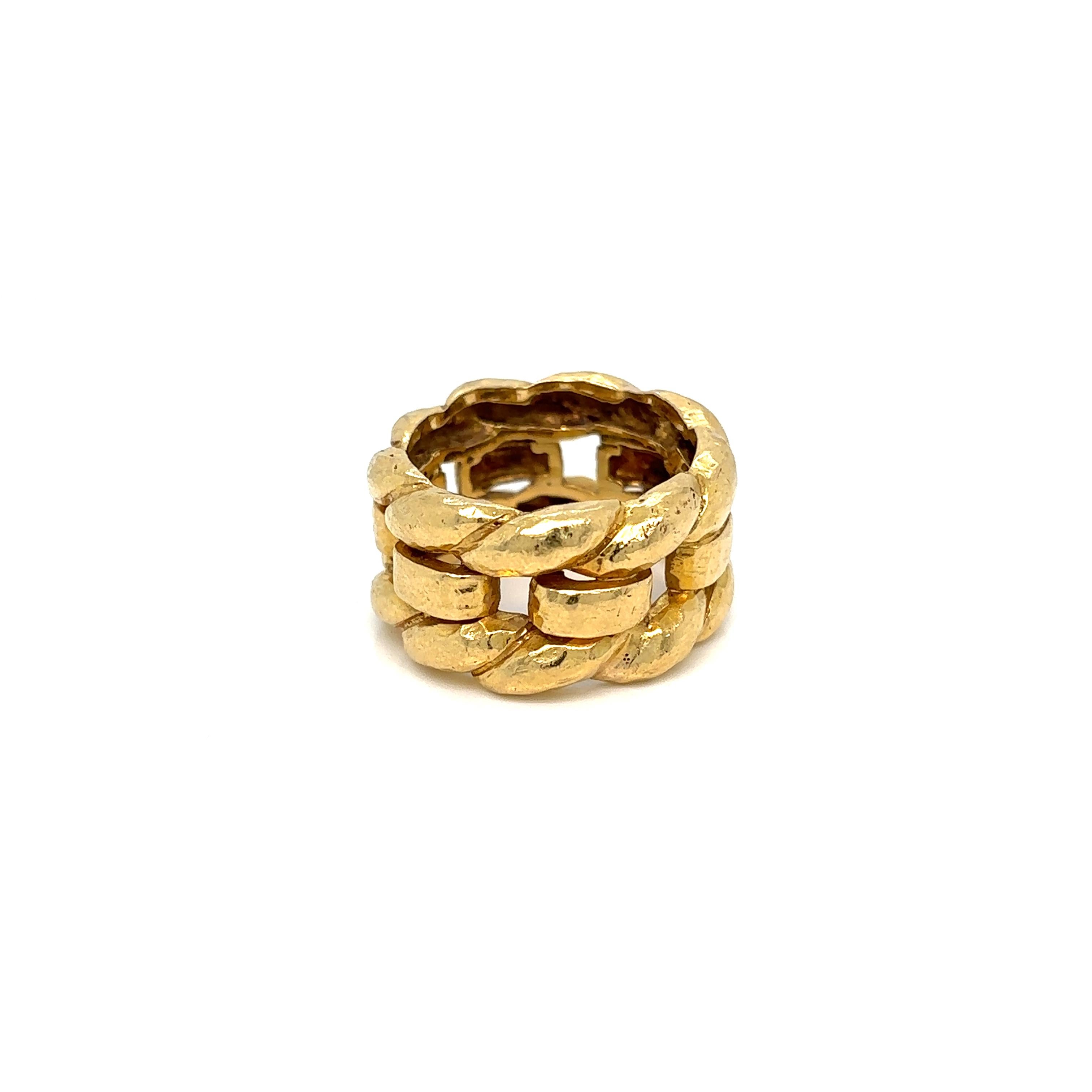 Women's David Webb Woven Gold Unisex Band Ring For Sale