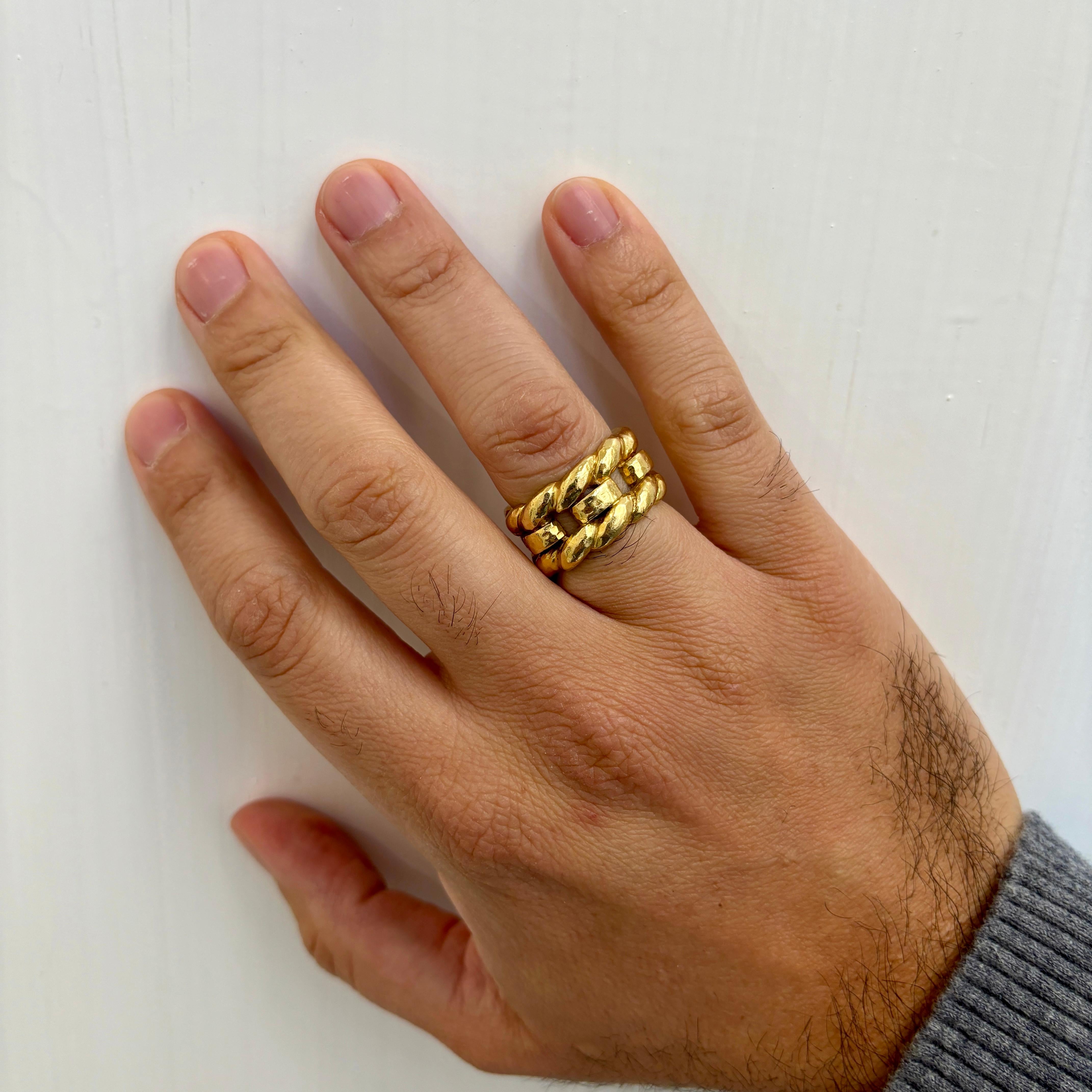 David Webb Woven Gold Unisex Band Ring For Sale 2