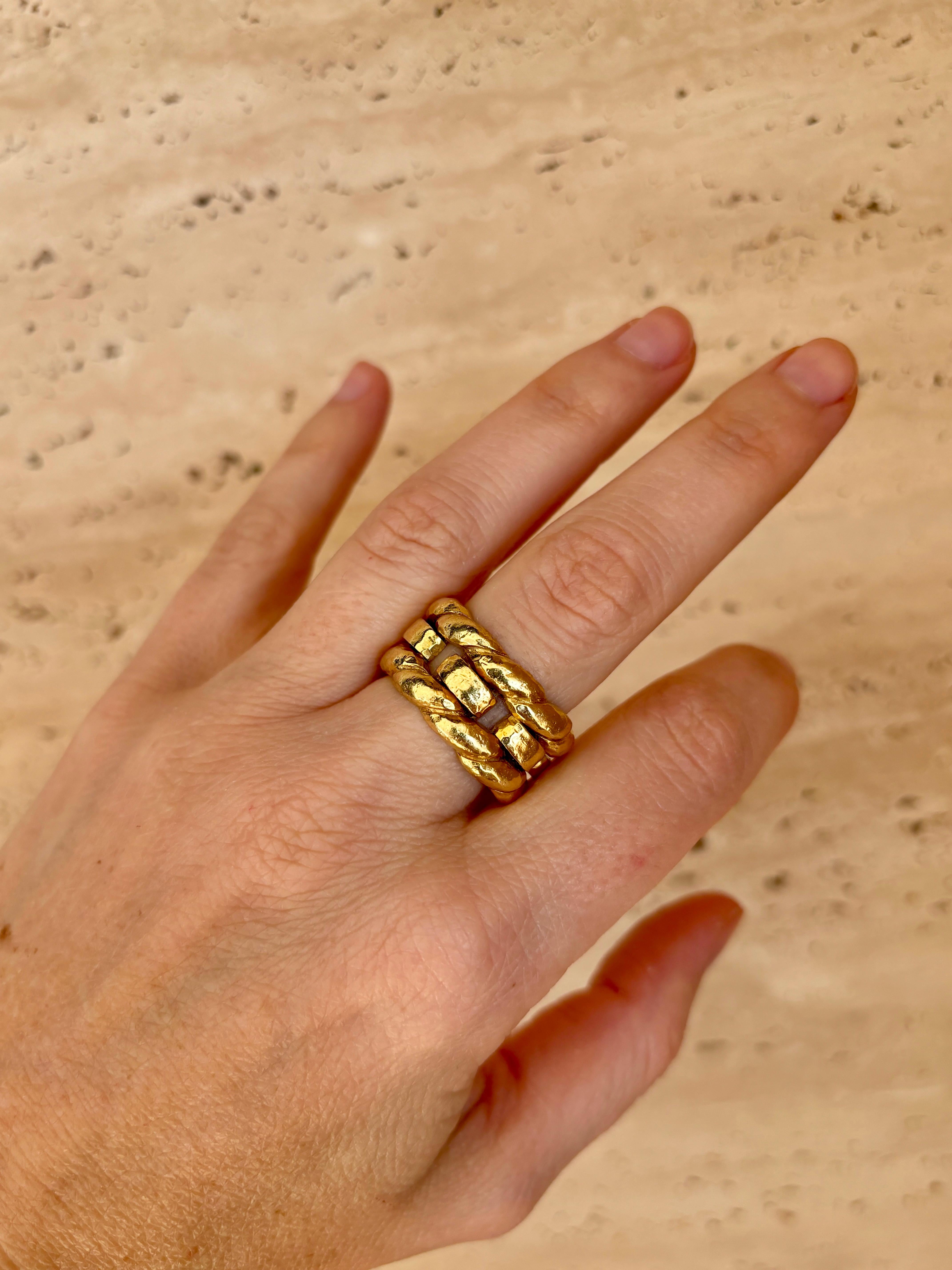 David Webb Woven Gold Unisex Band Ring For Sale 4