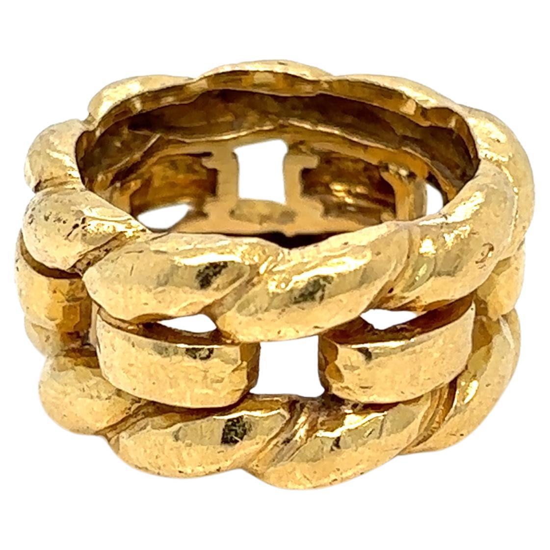 David Webb Woven Gold Unisex Band Ring For Sale