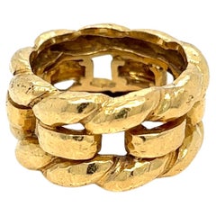 David Webb Woven Gold Unisex Band Ring