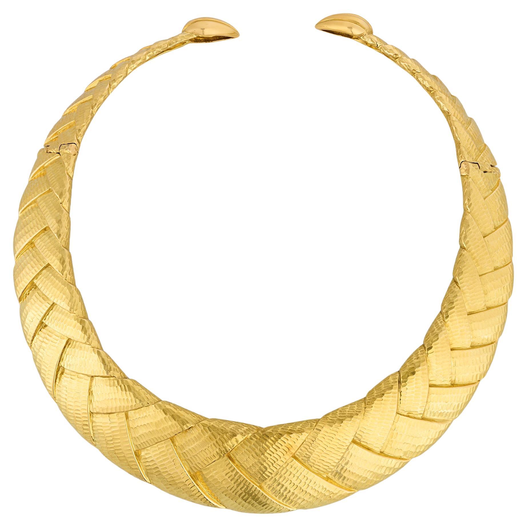 David Webb Woven Golden Collar Necklace