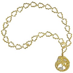 David Webb Yellow Gold Aires Zodiac Brooch Pendant on a Chain Necklace