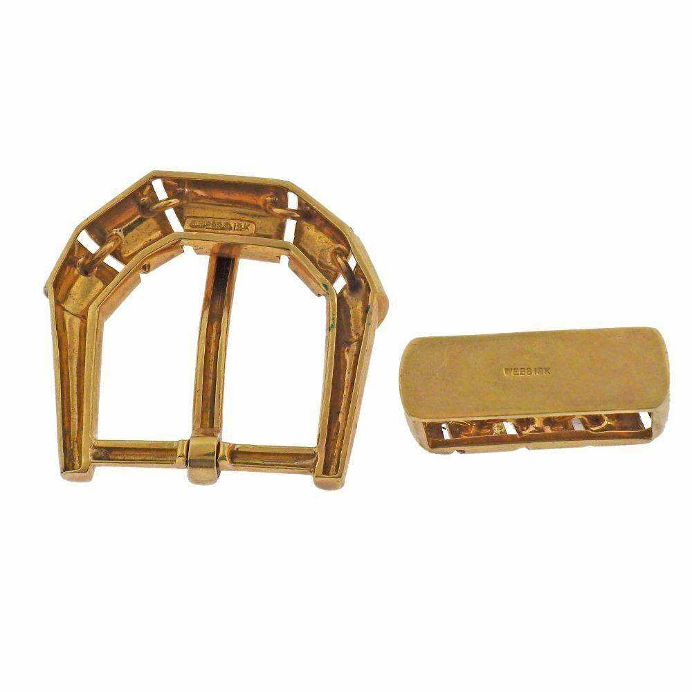 18k yellow gold belt buckle by David Webb. Buckle measures 1.5