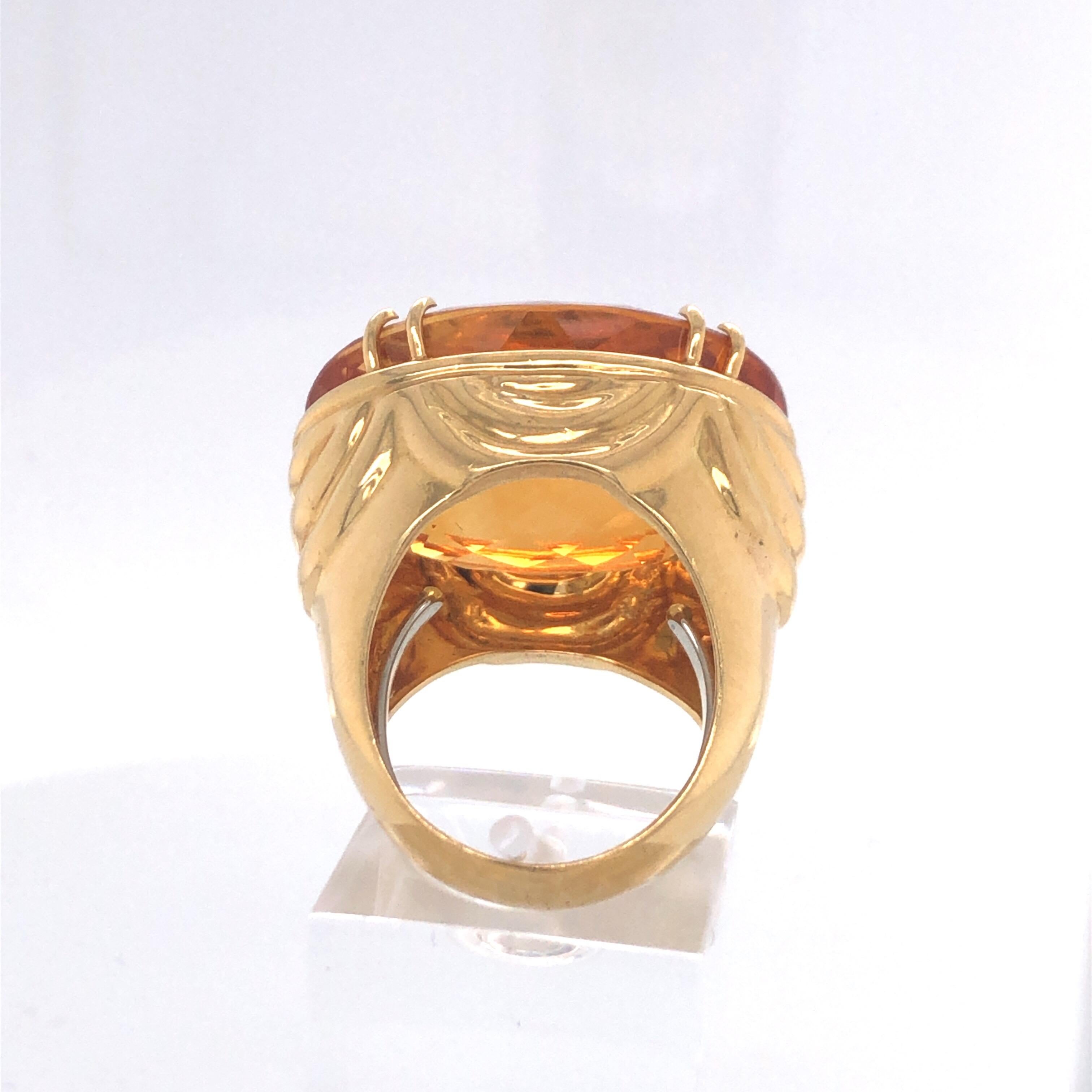 Women's David Webb Yellow Gold Citrine Ring