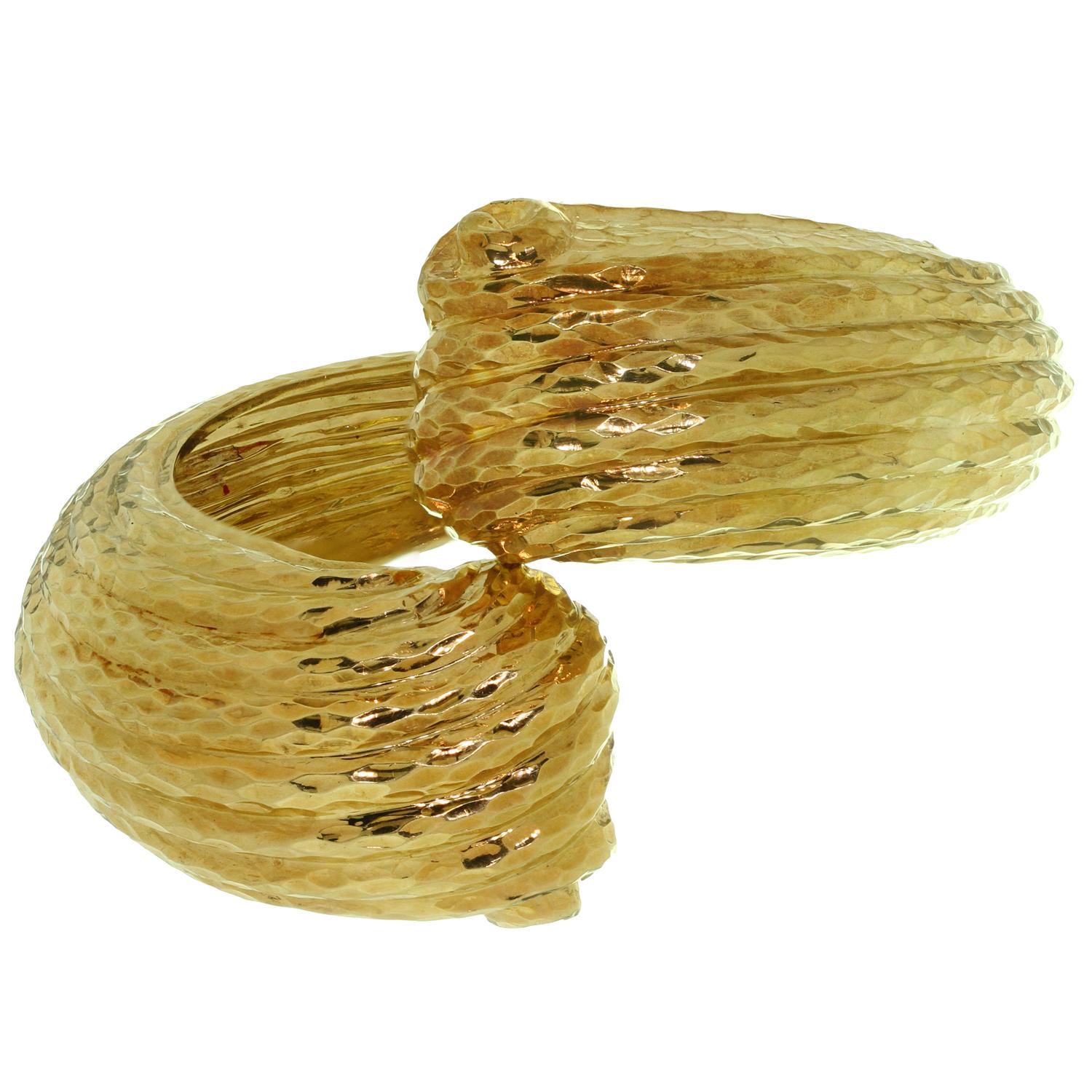 David Webb Yellow Gold Crossover Bracelet Cuff Bracelet 1