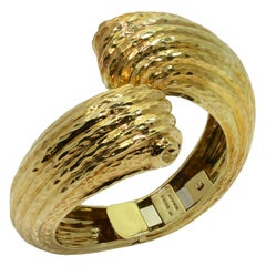 David Webb Yellow Gold Crossover Bracelet Cuff Bracelet