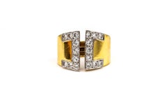 David Webb Yellow Gold Diamond Gap Ring