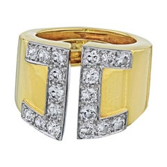 David Webb Yellow Gold Diamond Gap Ring