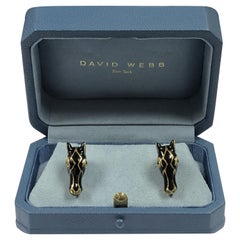 David Webb Yellow Gold Enamel and Gem Set Horse Head CuffLinks