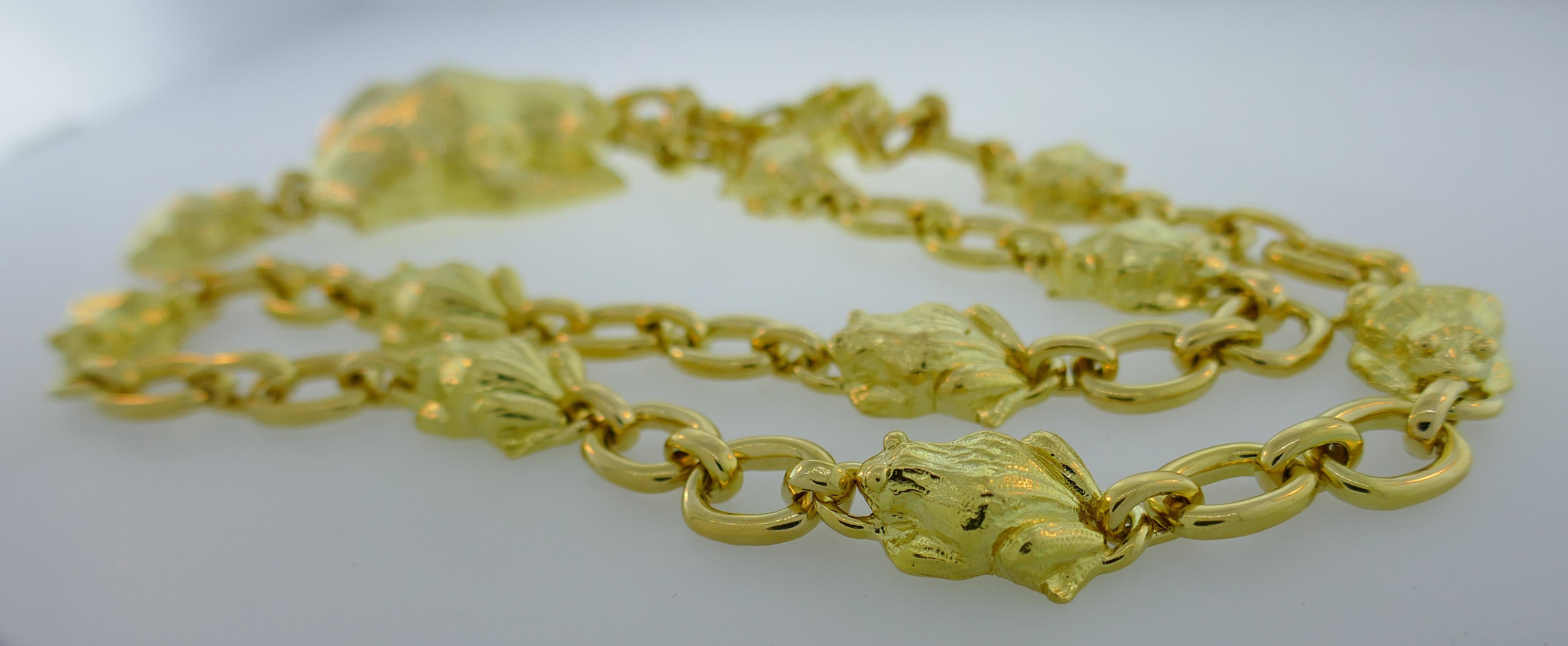 David Webb Yellow Gold Frog Chain Necklace, 1980s 2