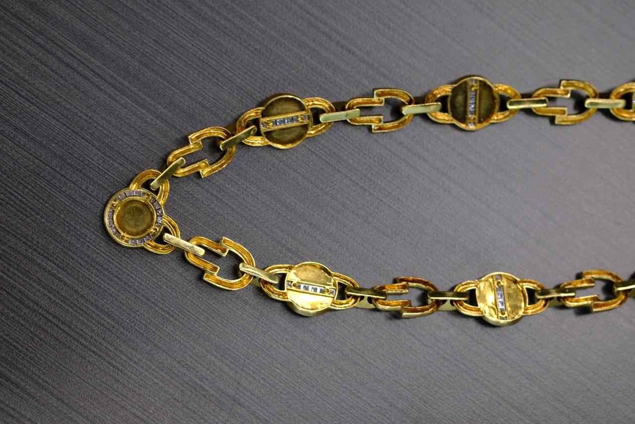 David Webb - Collier à maillons en or jaune avec diamants et émail noir en vente 6