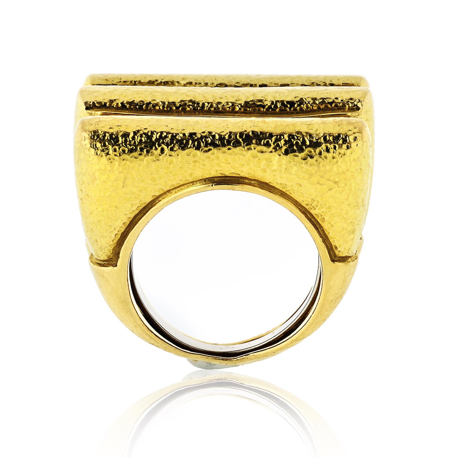 Modern David Webb Yellow Gold Manhattan Minimalism Diamond Radiator Cocktail Ring