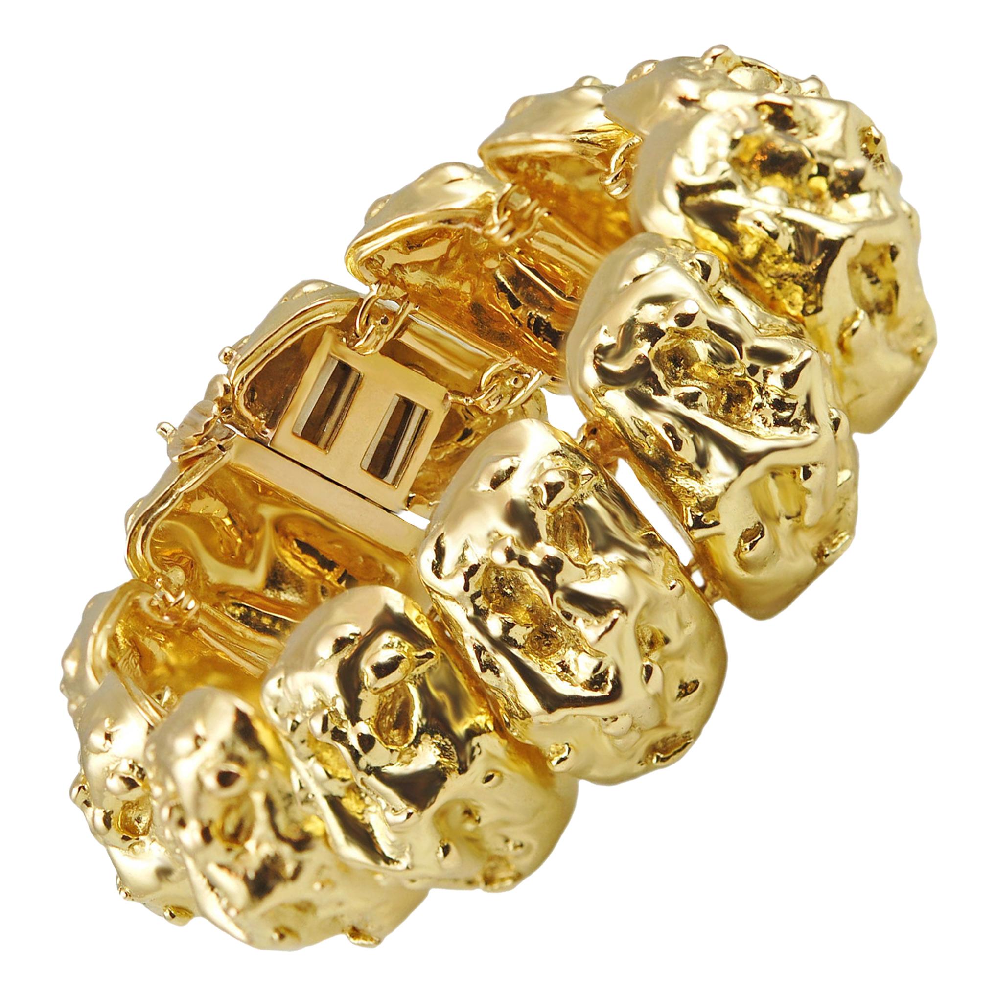 David Webb Yellow Gold Nugget Bracelet