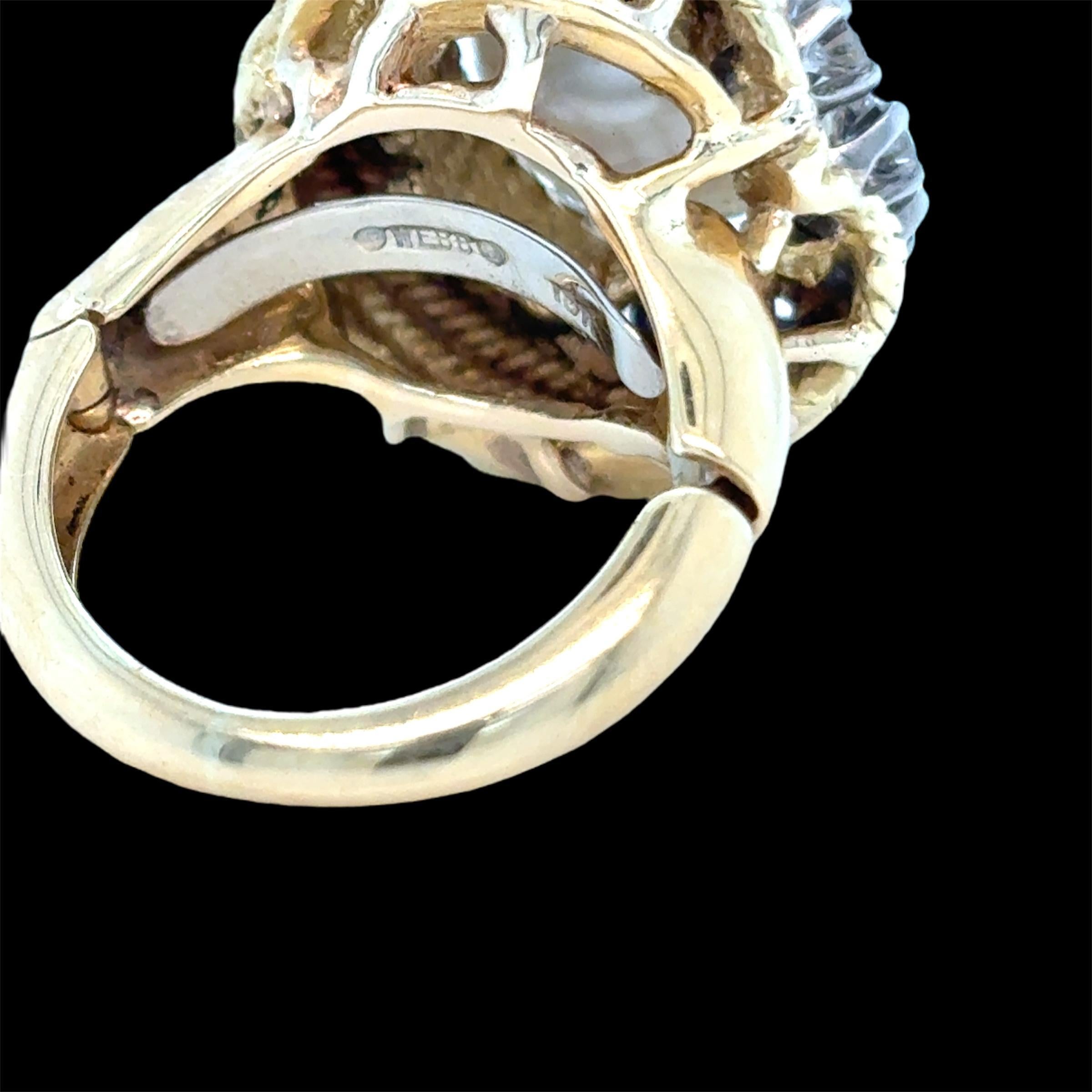 A David Goldes or jaune perle des mers du sud  Bague turbane en diamant en vente 4