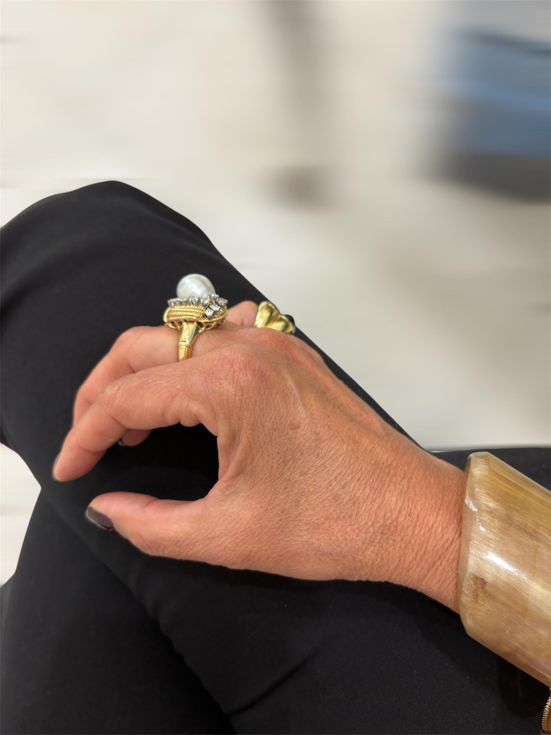 A David Goldes or jaune perle des mers du sud  Bague turbane en diamant en vente 6