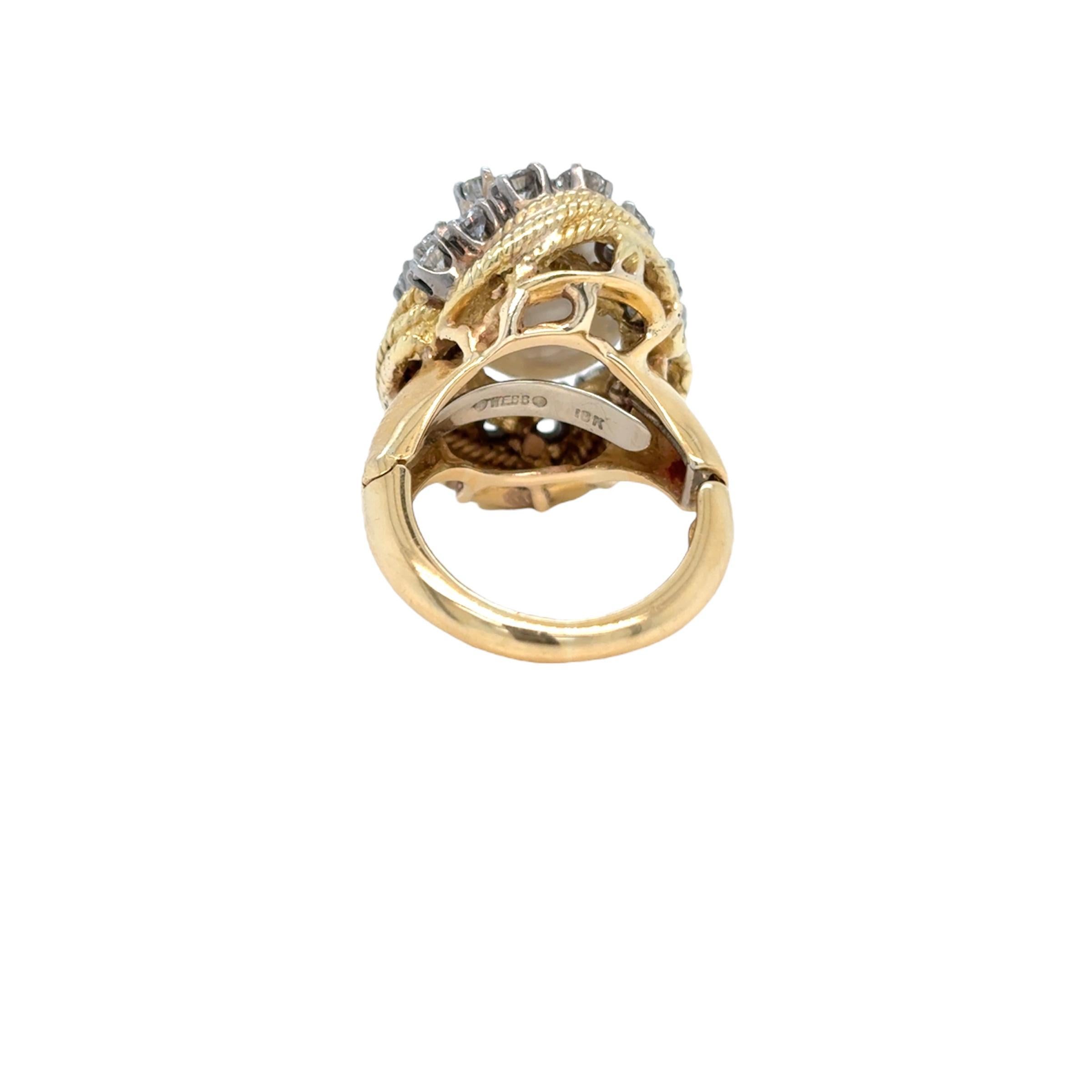 A David Goldes or jaune perle des mers du sud  Bague turbane en diamant en vente 1