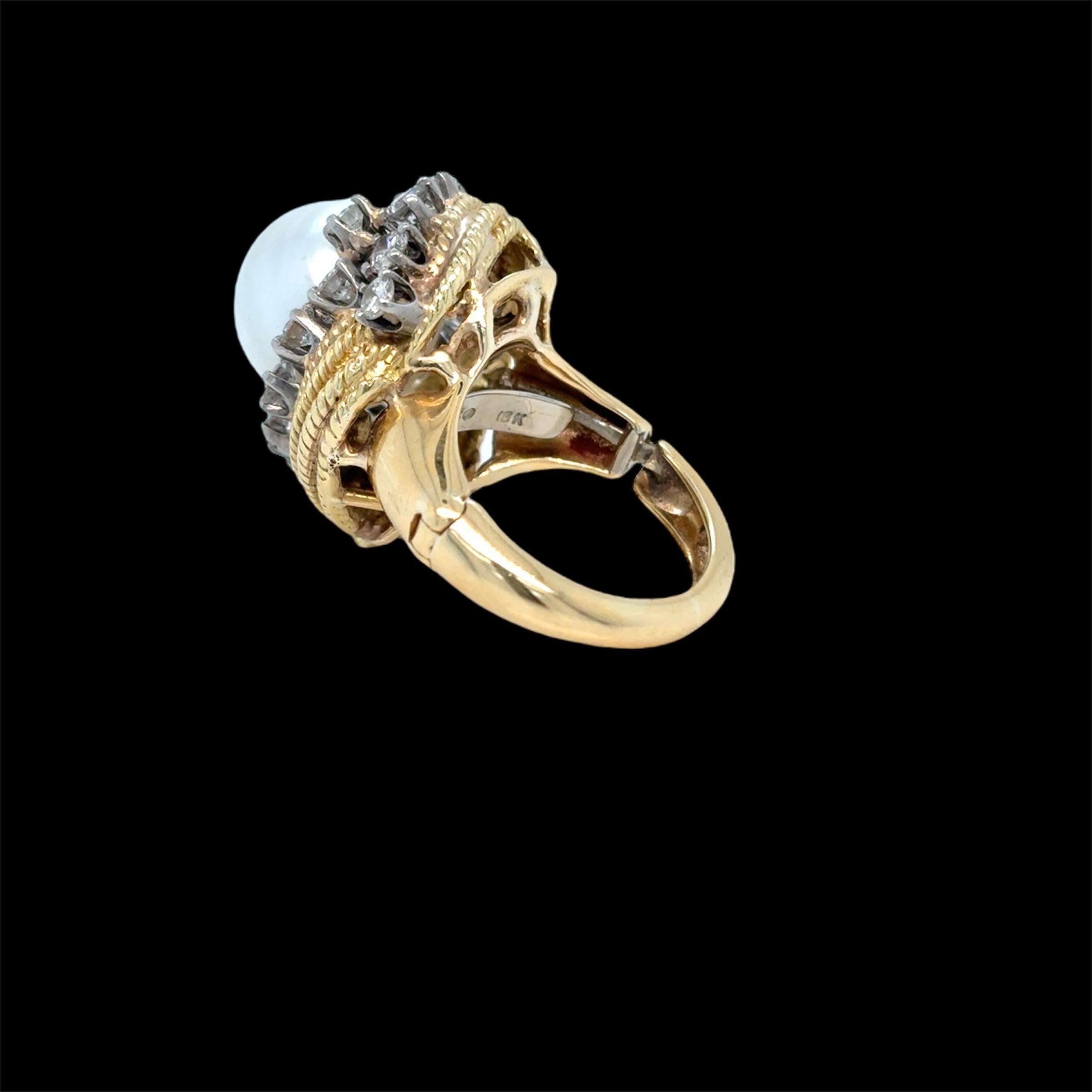 A David Goldes or jaune perle des mers du sud  Bague turbane en diamant en vente 2