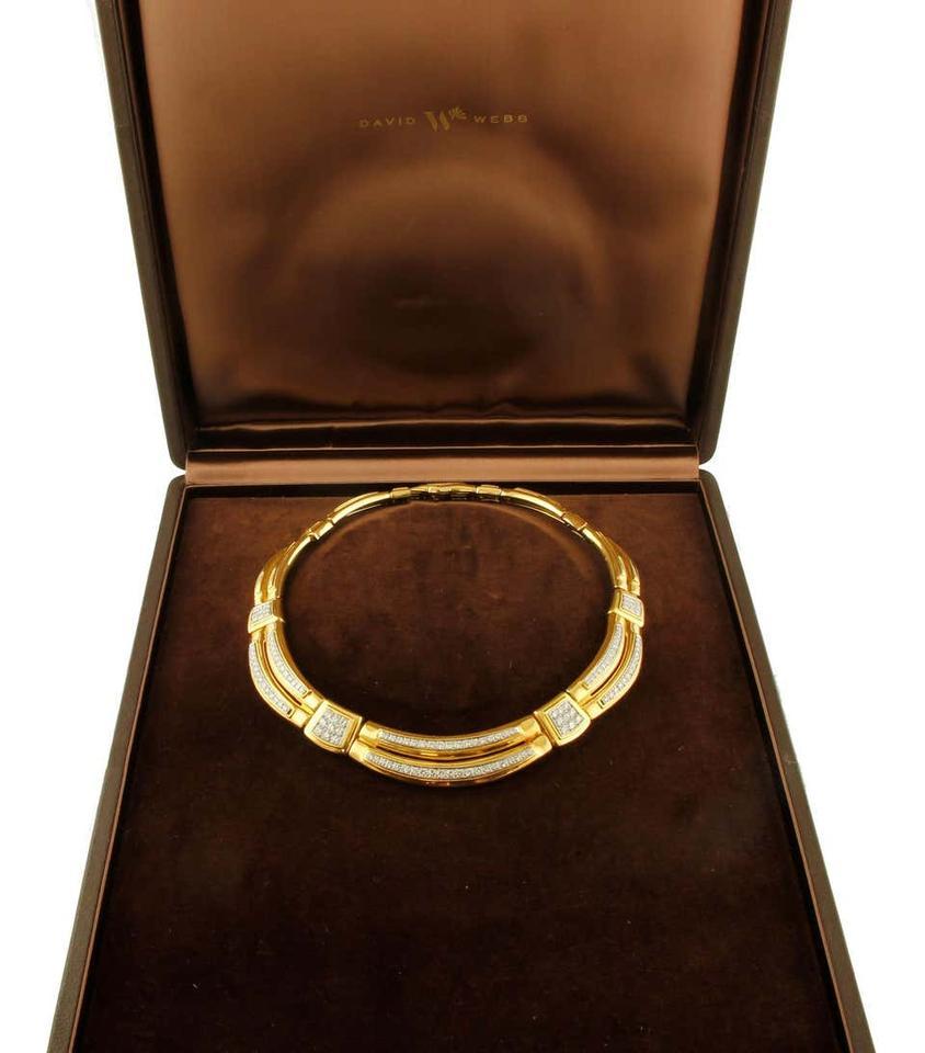 Modern David Webb Yellow Gold Vintage 15.00 Carat Diamond Collar Necklace