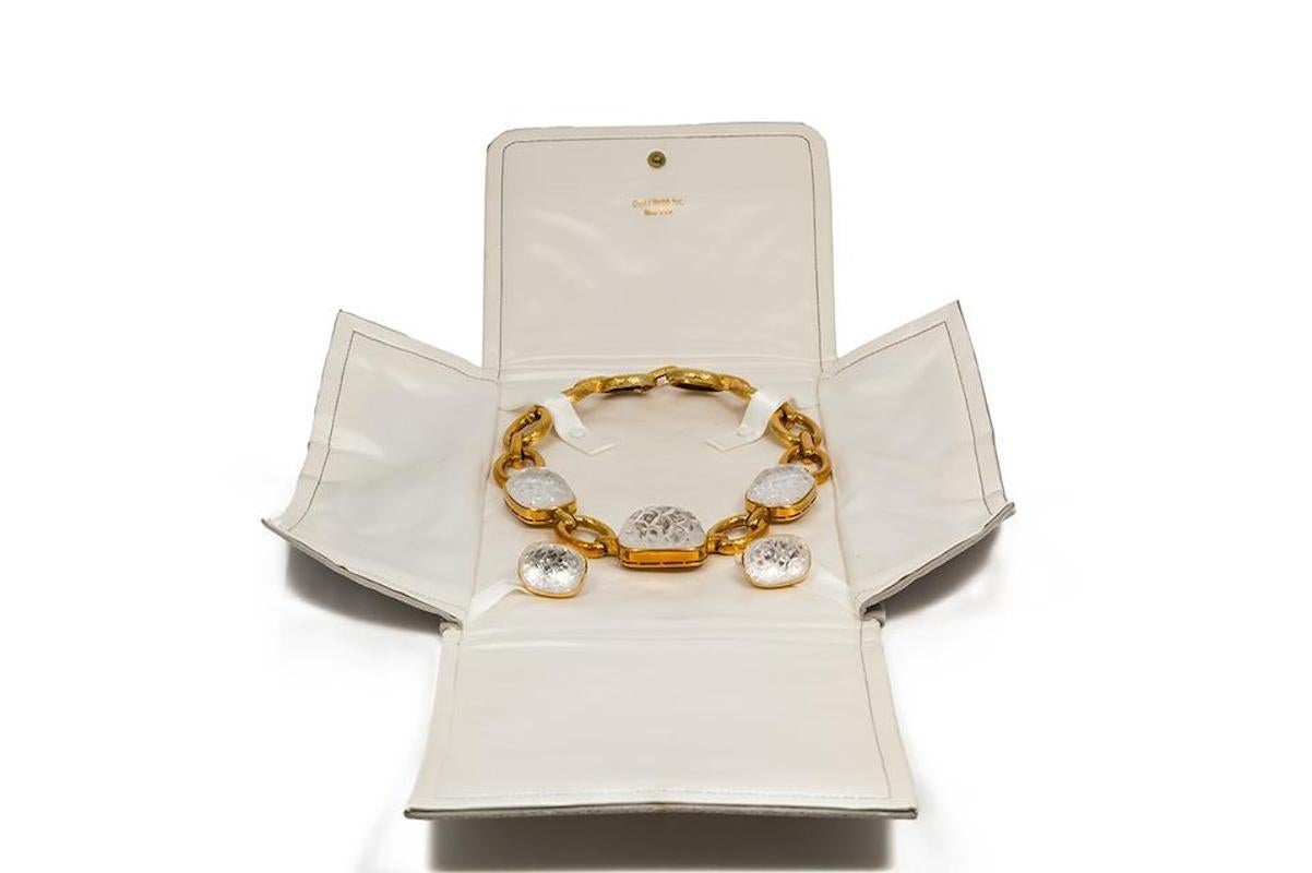 Modern David Webb Yellow Gold Vintage 18 Karat Rock Crystal Set Earrings and Necklace