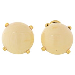 David Webb Yellow Gold White Coral Clip-On Earrings