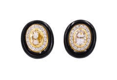David Webb Yellow Sapphire and Black Enamel Ear Clips