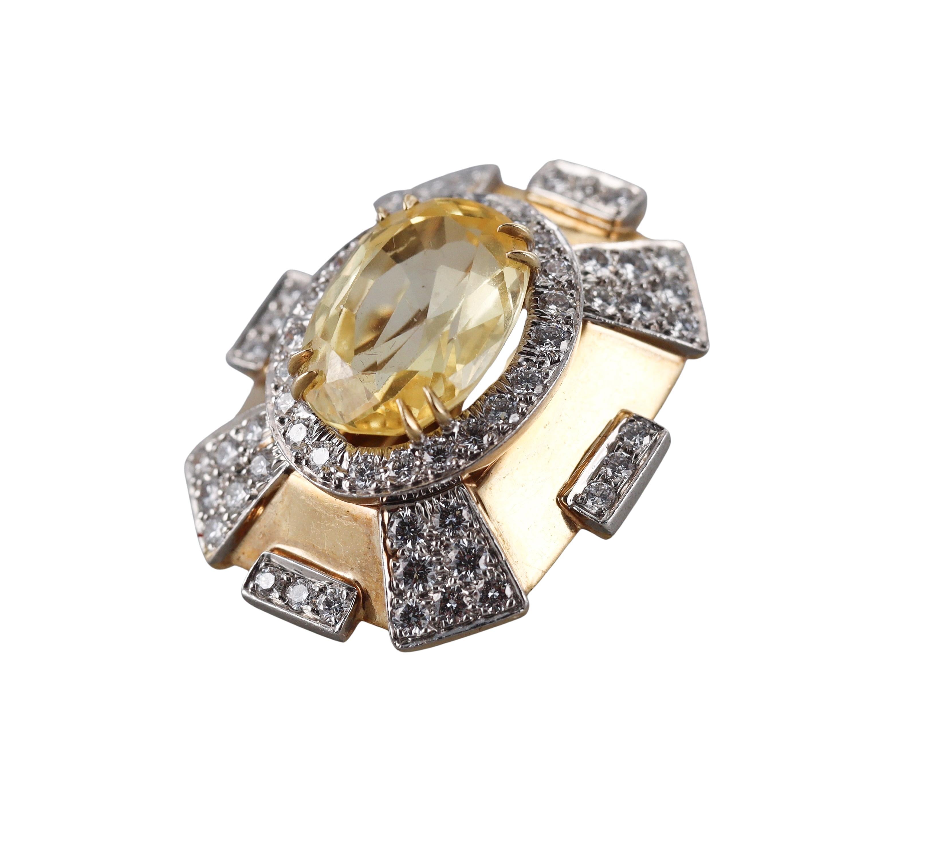 Women's David Webb Yellow Sapphire Diamond Gold Platinum Earrings For Sale