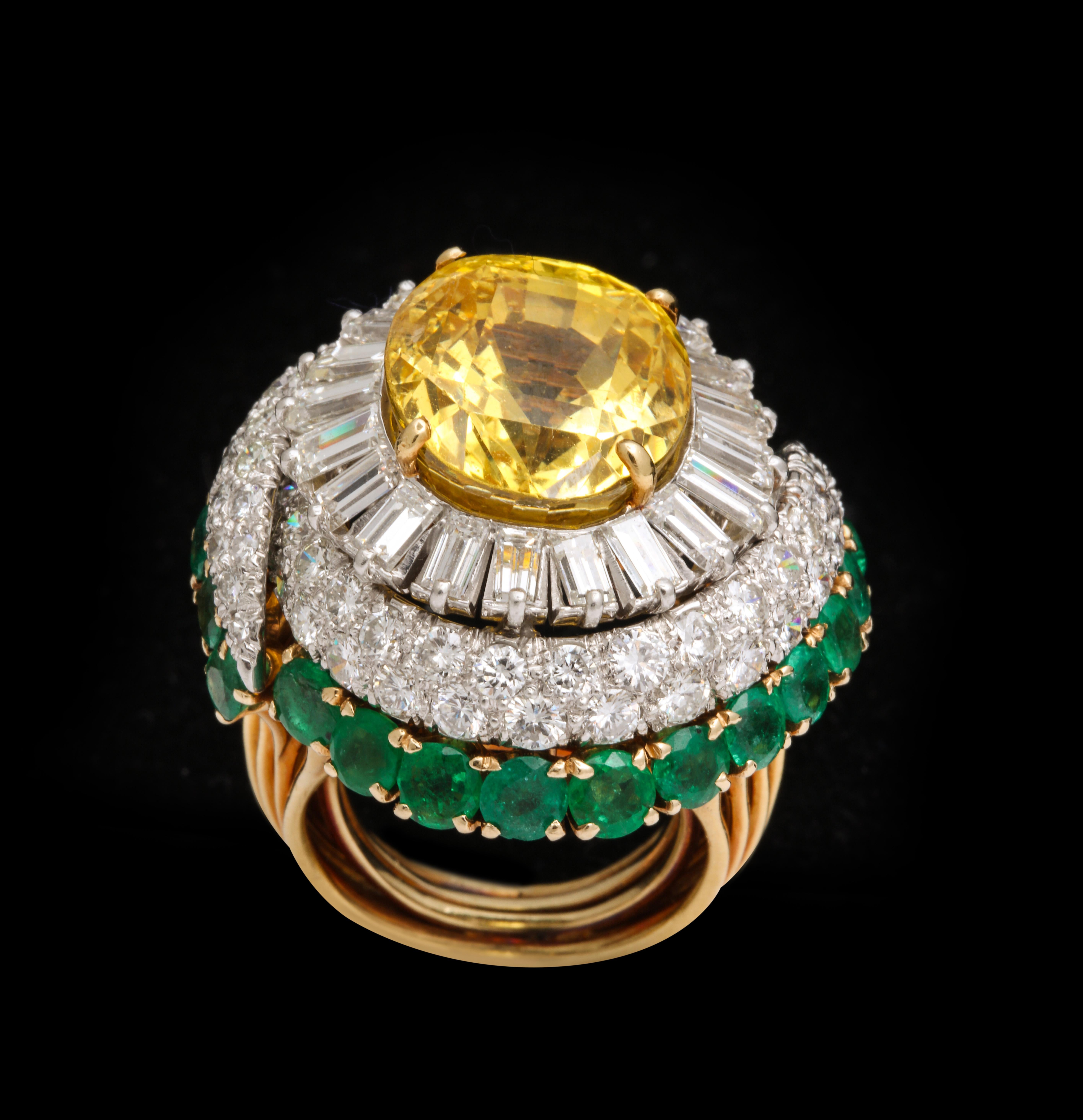 Women's or Men's David Webb Yellow Sapphire Ring