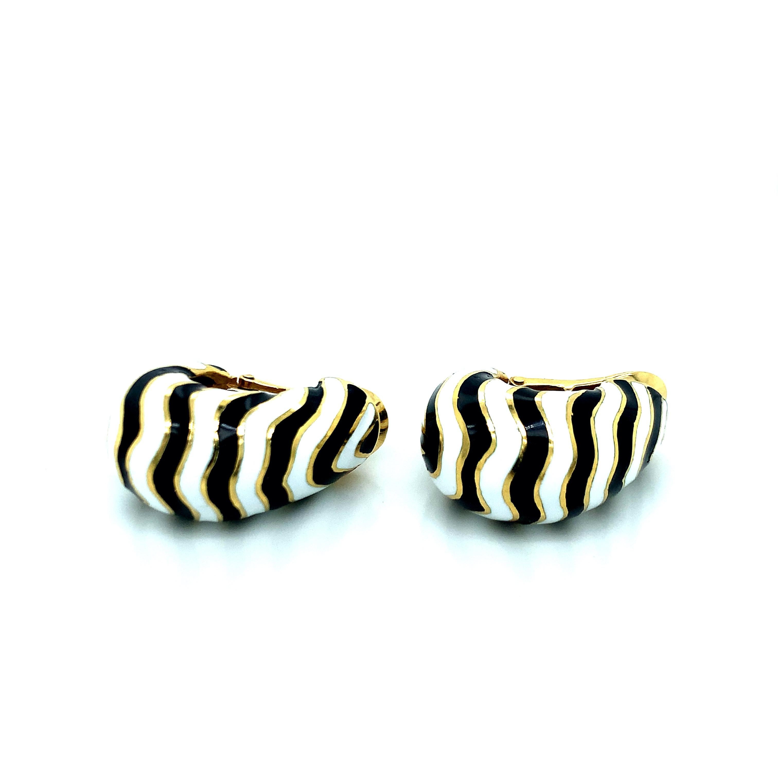 Women's David Webb Zebra Ear Clips For Sale