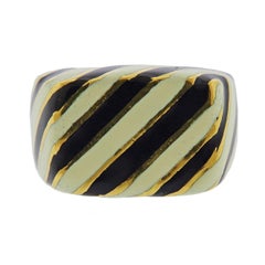 David Webb Zebra Enamel Gold Ring