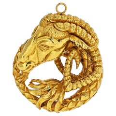 Vintage David Webb Zodiac Kingdom 18 Karat Yellow Gold Aries Pendant