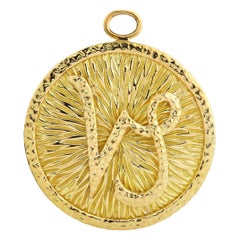 David Webb 18 Karat Gold and Diamond Zodiac Pendant for Capricorn