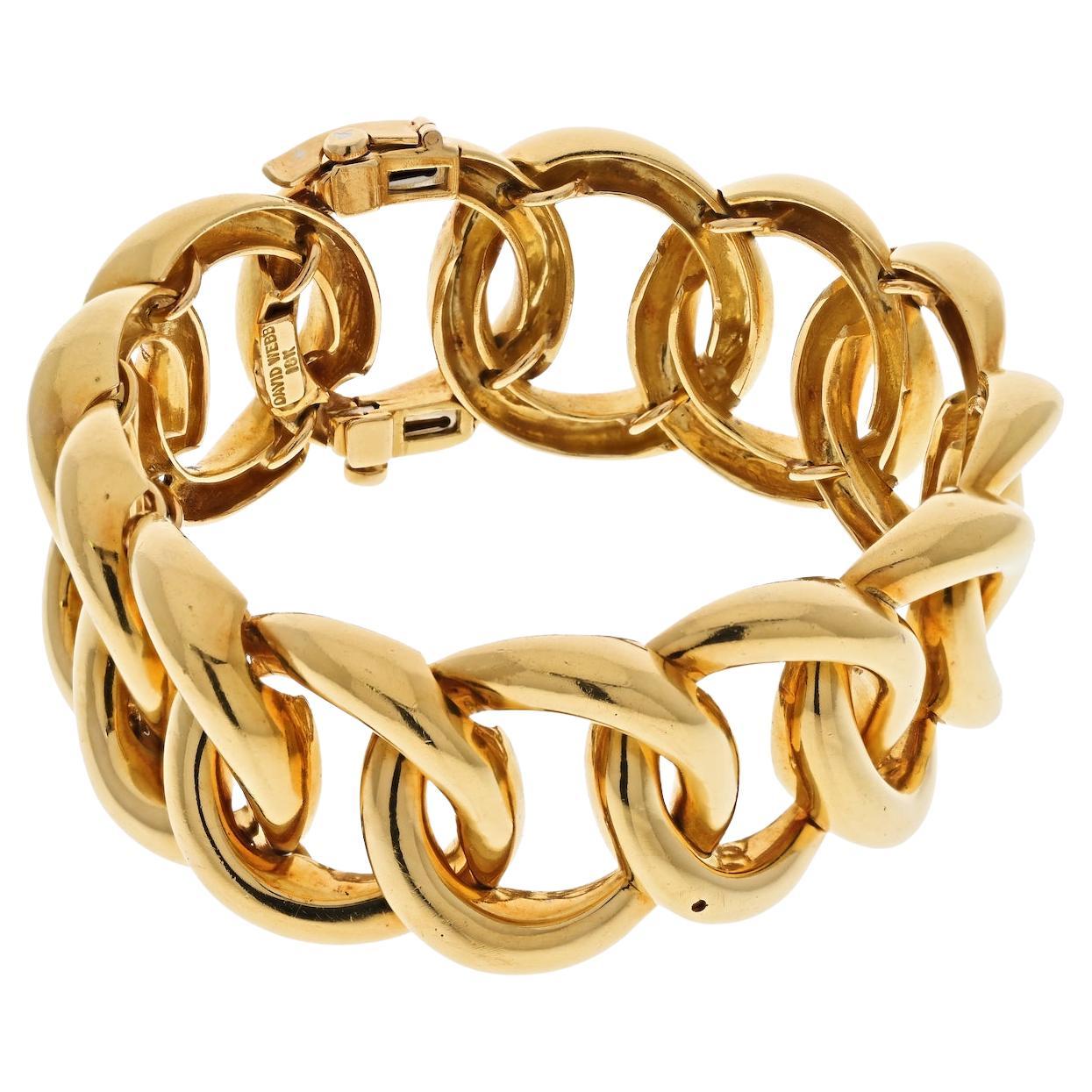 David David18K Yellow Goldes Open Link Bangle Bracelet