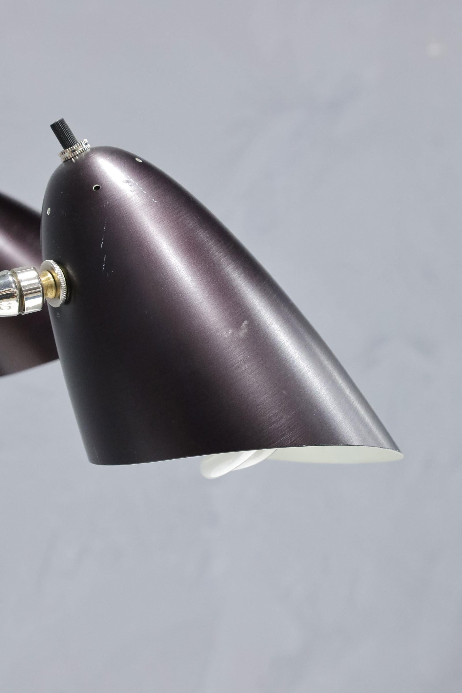 American David Weeks Three Arm Floor Lamp, Tripod Model 303 