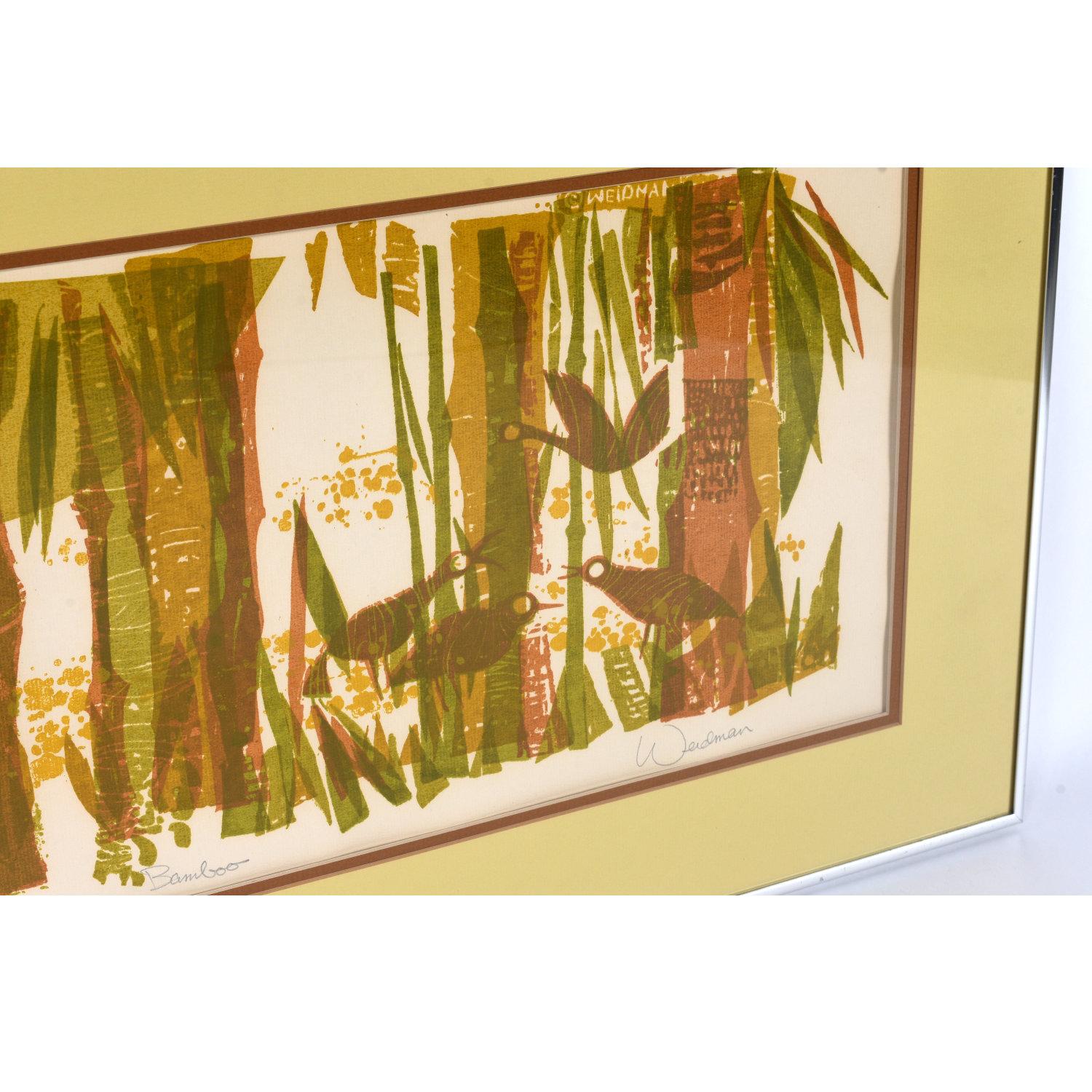 American David Weidman Pencil Signed and Framed Serigraph Bamboo