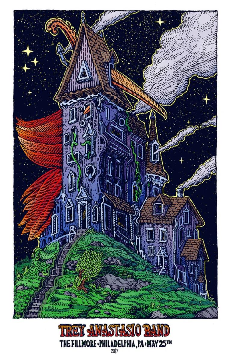 Trey Anastasio Band – Philadelphia, PA – May 25th
Artwork by David Welker
Signed & Hand-numbered Artist Edition 40/40

This striking screen print by acclaimed artist David Welker commemorates the Trey Anastasio Band's performance in Philadelphia on