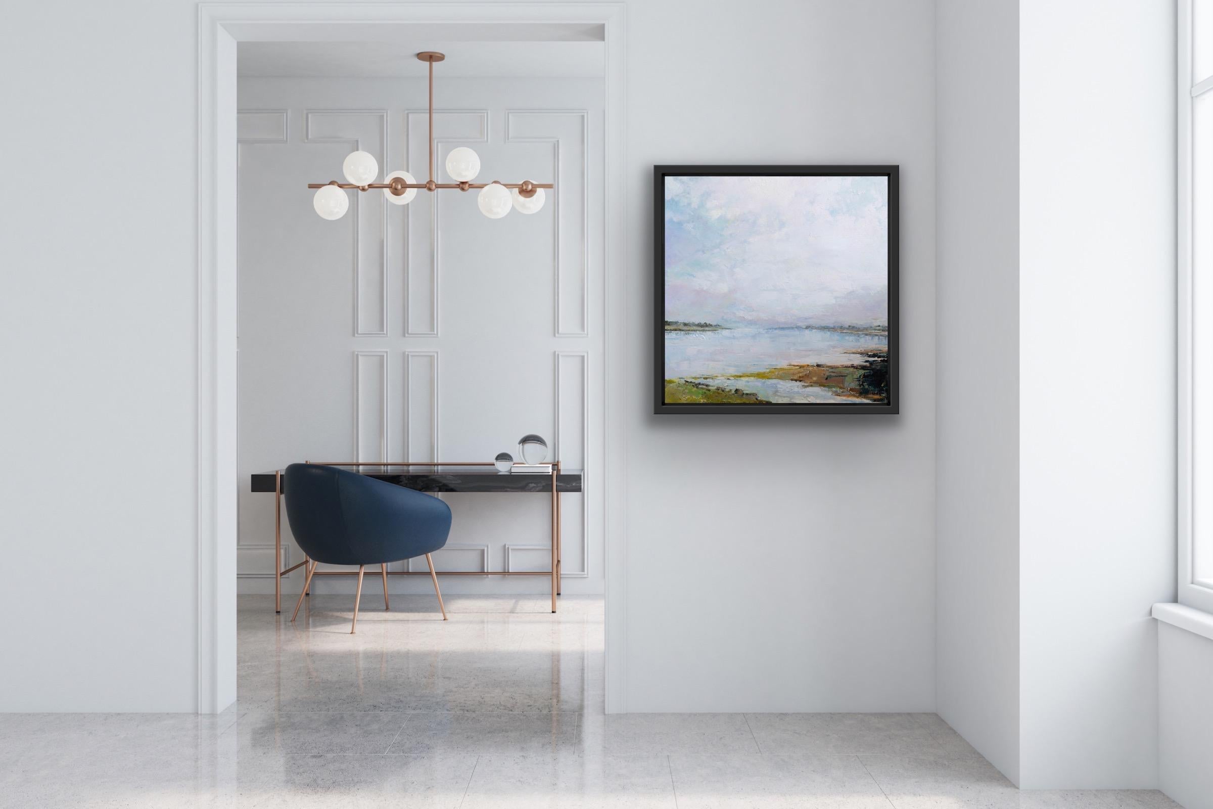 Tranquil-Wasser, Original abstrakte Landschaftsgemälde, zeitgenössische blaue Kunst – Painting von David Whitbread-Roberts