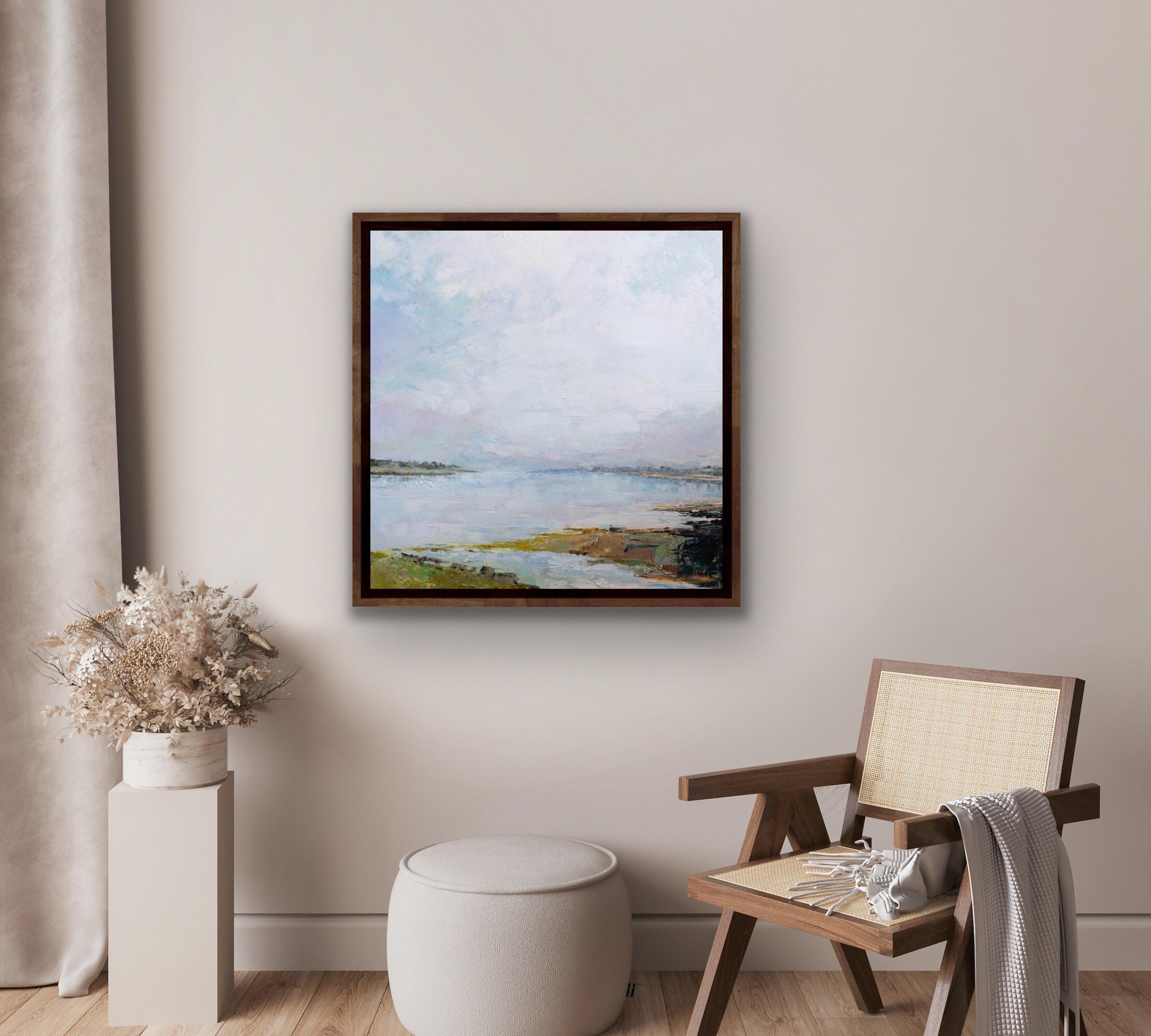 Tranquil Waters, Original Abstract Landscape Paintings, Contemporary Blue Art For Sale 4