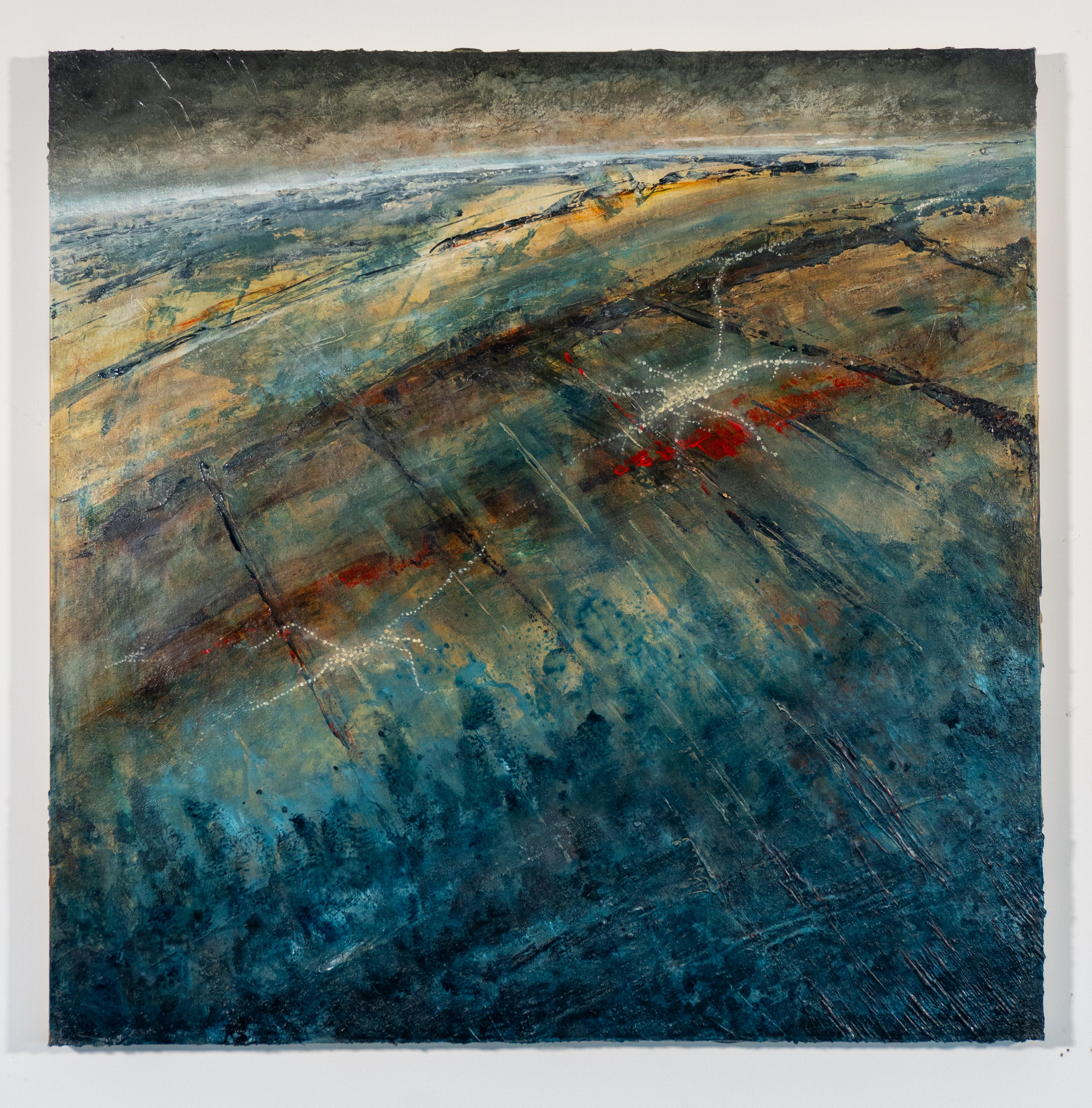Abstract Painting David White - Orbit - Peinture abstraite originale, Space Sky Earth Acrylic Unique Artwork