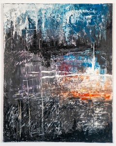 Renovar - Pintura Abstracta Original, Cielo Mar Tierra, Acrílico Grande Obra de Arte Única