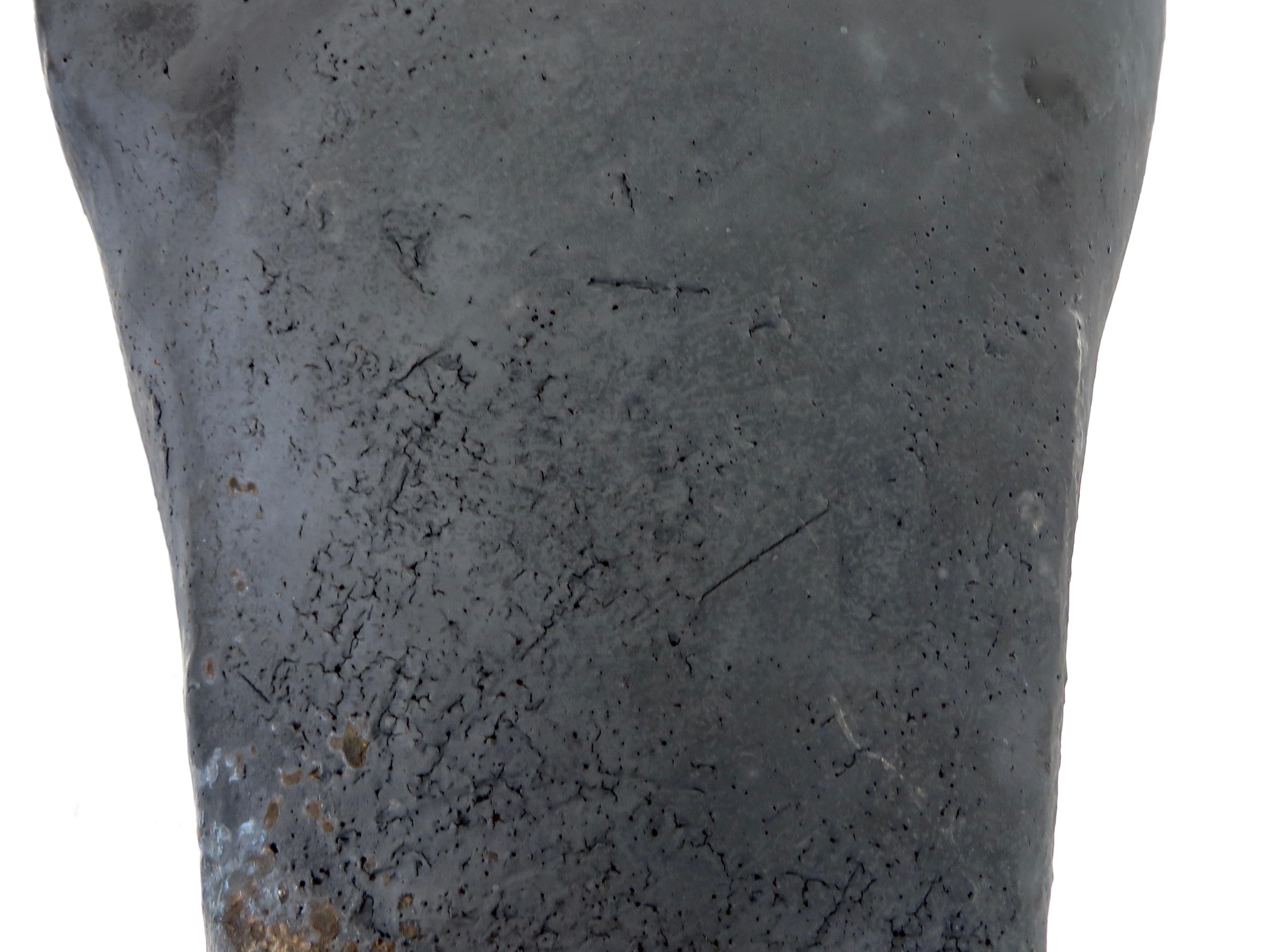 David Whitehead Ceramic Artist Black Wood Fired Ceramic Vase La Borne France 5
