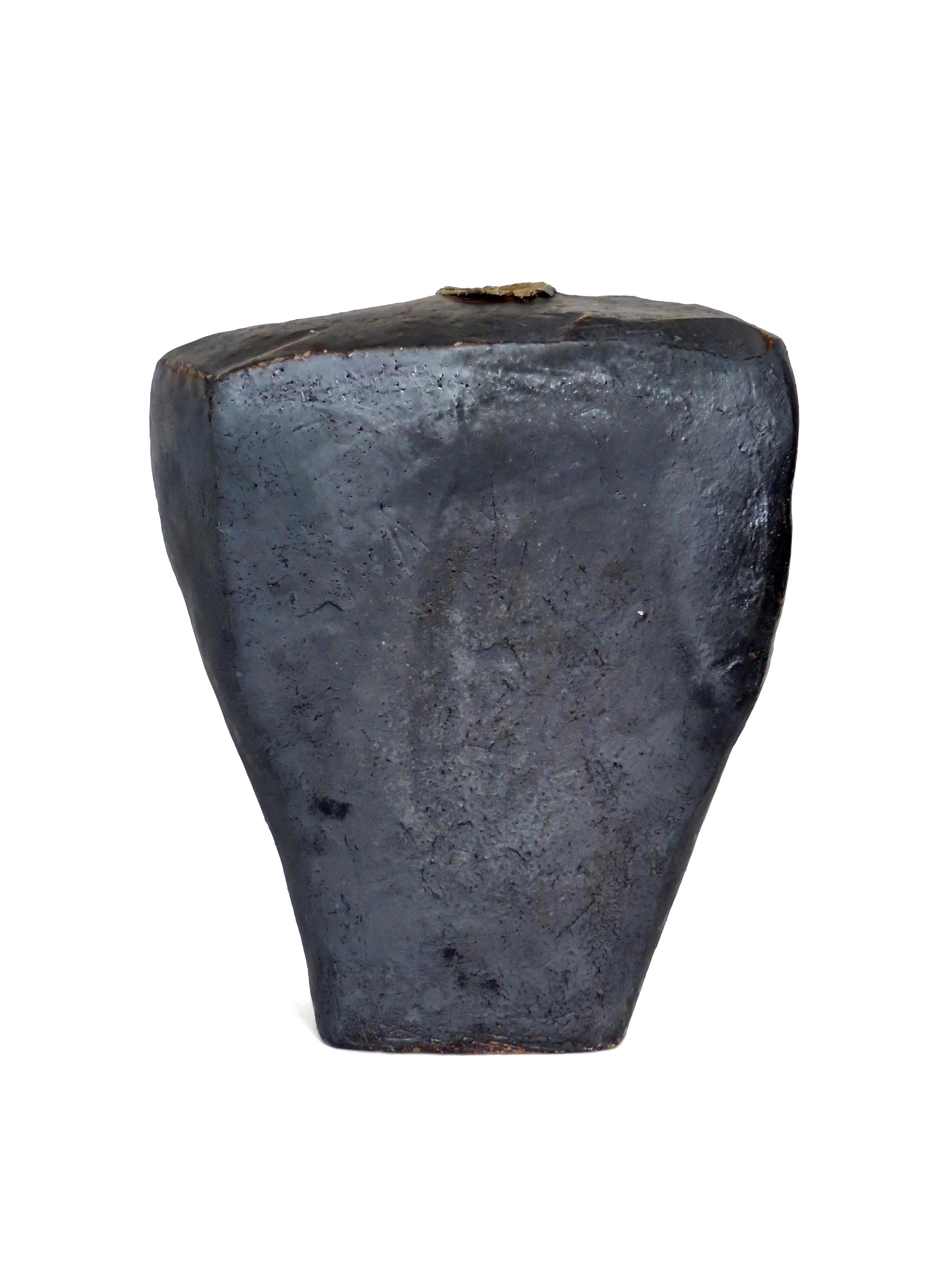 David Whitehead Ceramic Artist Black Wood Fired Ceramic Vase La Borne France In New Condition In Chicago, IL