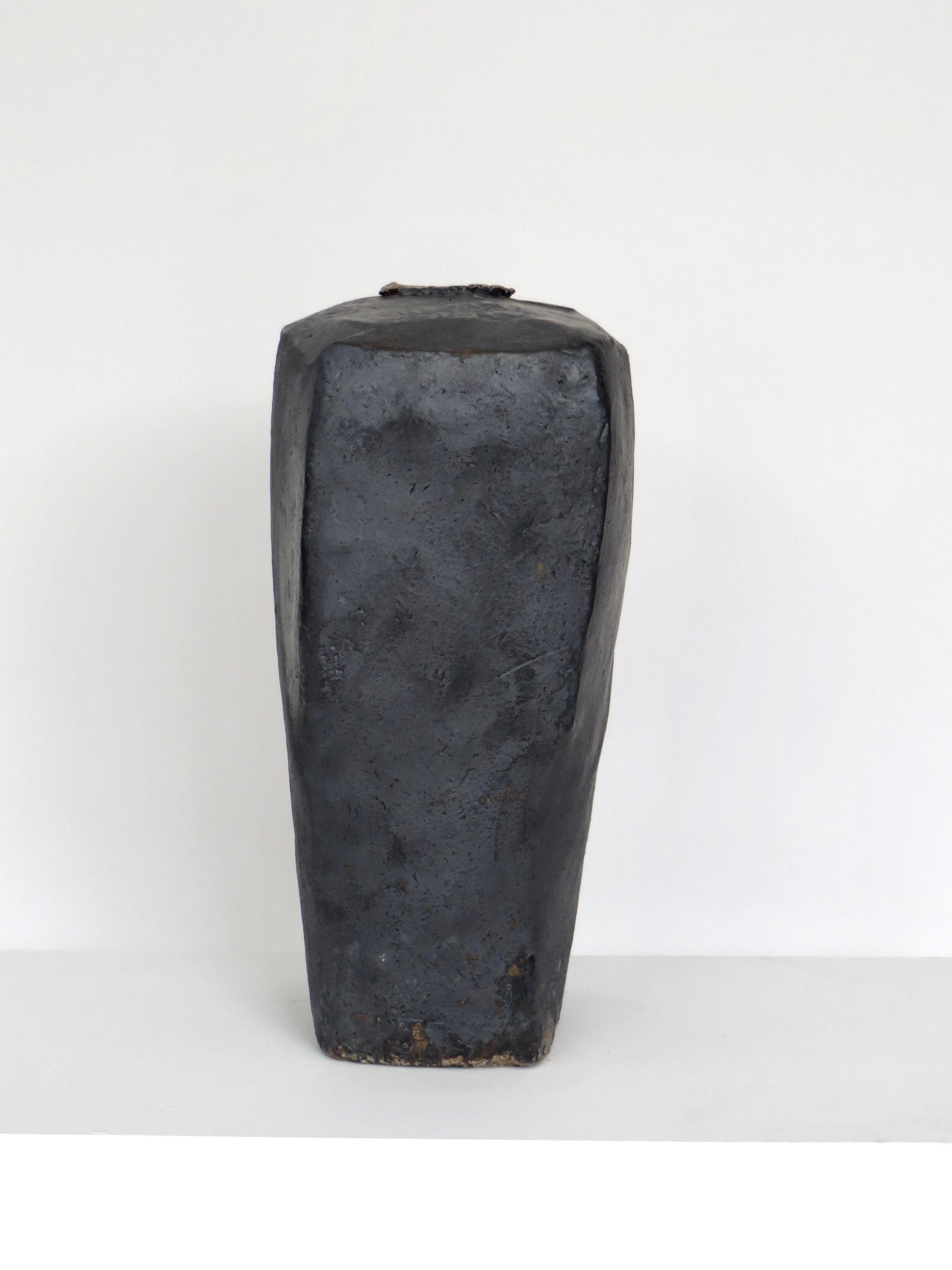 David Whitehead Ceramic Artist Black Wood Fired Ceramic Vase La Borne France 1