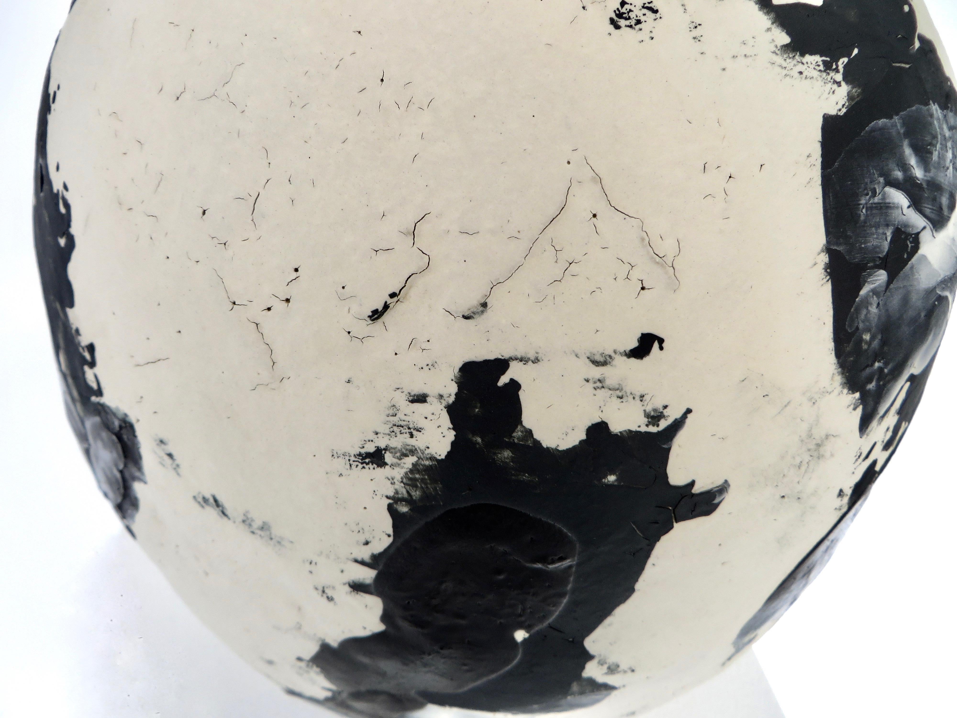 David Whitehead Ceramic Artist White and Black Wood Fired Ceramic Vase La Borne 3