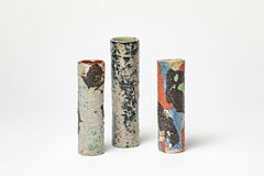 David Whitehead La Borne set of three colored ceramics vases contemporary art