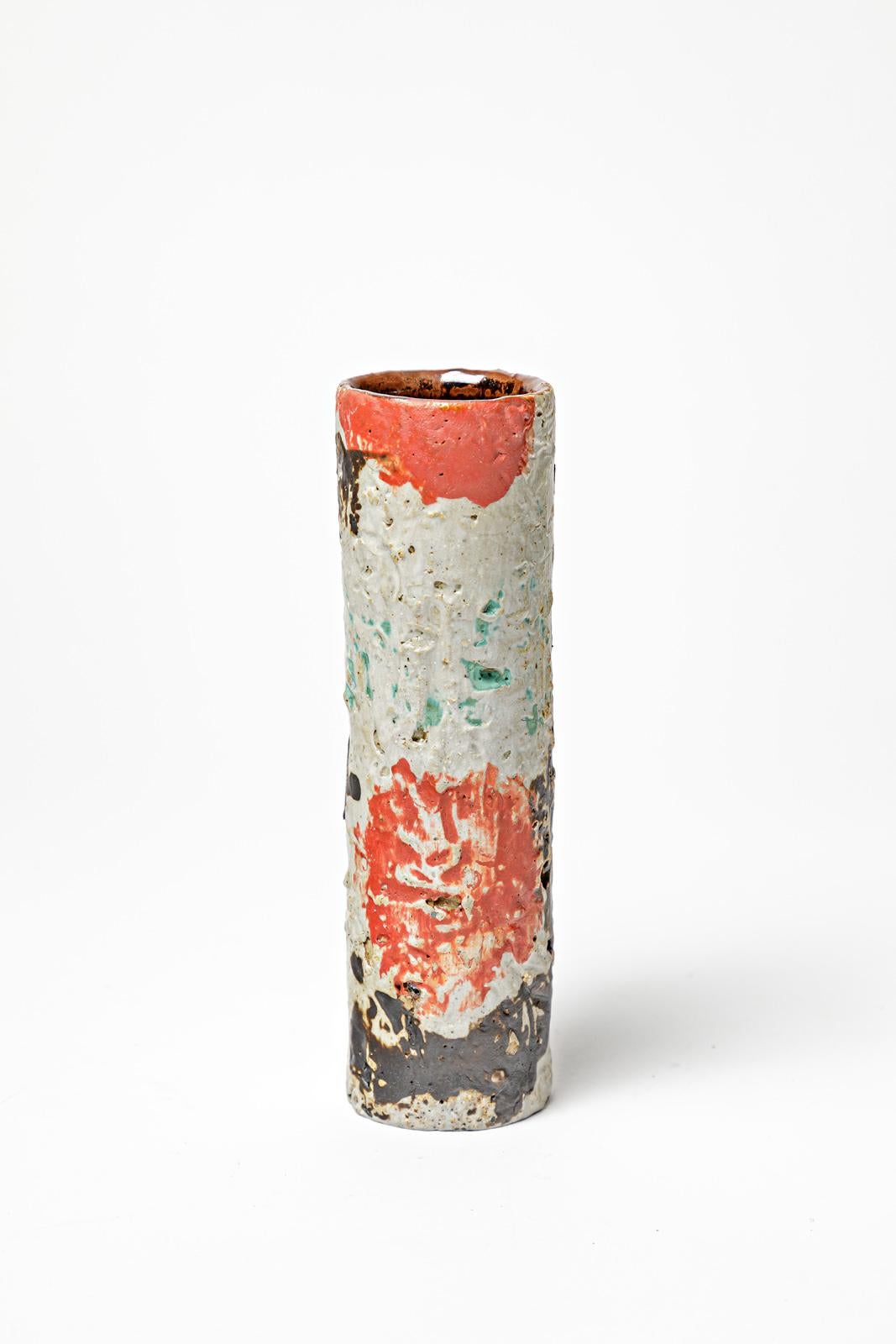 French David Whitehead La Borne set of three colored ceramics vases contemporary art  For Sale